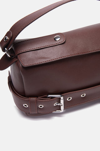 Kemer Detaylı Çapraz Askılı Çanta | Lioara - Kahverengi