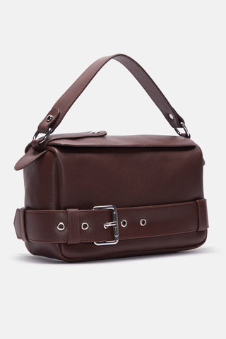 Kemer Detaylı Çapraz Askılı Çanta | Lioara - Kahverengi