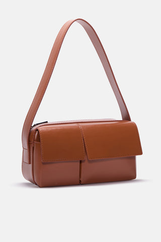 Çift Kapaklı Omuz Çantası | Soren - Taba