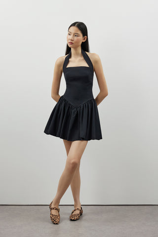 Balon Form Kısa Elbise - Siyah - Jorbinol