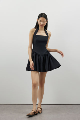 Balon Form Kısa Elbise - Siyah - Jorbinol