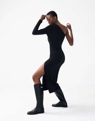 Tokalı Düz Binici Çizme | Poline - Siyah - Jorbinol