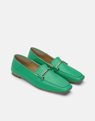 Deri Aksesuarlı Kadın Babet | Miha - Su Yeşili - Jorbinol