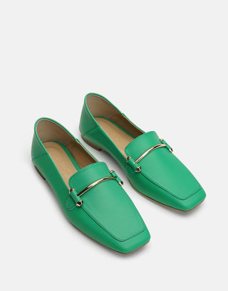 Deri Aksesuarlı Kadın Babet | Miha - Su Yeşili - Jorbinol