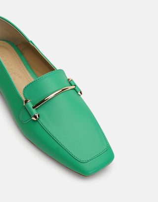 Deri Aksesuarlı Kadın Babet | Miha - Su Yeşili - Jorbinol