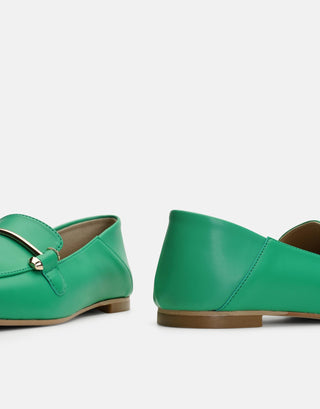 Deri Aksesuarlı Kadın Babet | Miha - Su Yeşili - Jorbinol