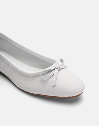 Yuvarlak Burun Deri Kadın Babet | Keza - Beyaz - Jorbinol