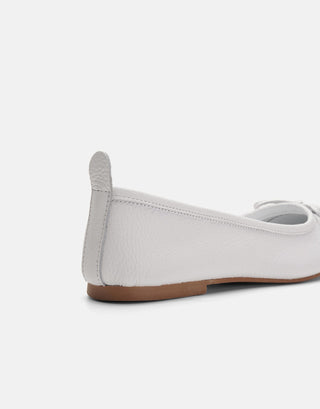 Yuvarlak Burun Deri Kadın Babet | Keza - Beyaz - Jorbinol