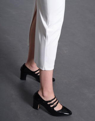 Üç Bantlı Vingate Görünümlü Kadın Topuklu Ayakkabı | Vinta - Siyah - Jorbinol