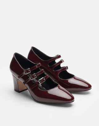 Üç Bantlı Vingate Görünümlü Kadın Topuklu Ayakkabı | Vinta - Bordo - Jorbinol
