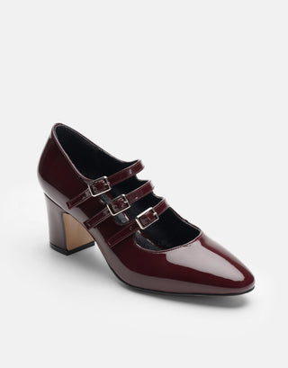 Üç Bantlı Vingate Görünümlü Kadın Topuklu Ayakkabı | Vinta - Bordo - Jorbinol