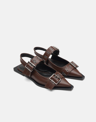 Kare Burun Arkası Açık Kadın Babet | Sebi - Kahverengi - Jorbinol