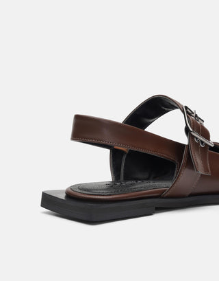 Kare Burun Arkası Açık Kadın Babet | Sebi - Kahverengi - Jorbinol