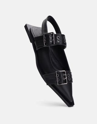 Kare Burun Arkası Açık Kadın Babet | Sebi - Siyah - Jorbinol