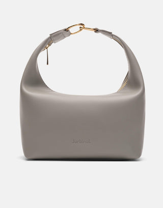 Oval Formlu Zincirli Çanta | Meti - Gri - Jorbinol