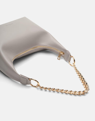 Oval Formlu Zincirli Çanta | Meti - Gri - Jorbinol