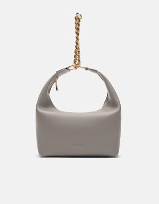 Oval Formlu Zincirli Çanta | Meti - Gri - Jorbinol