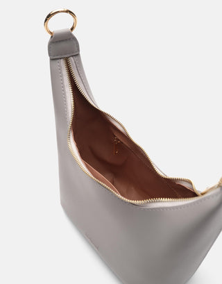 Oval Formlu Zincirli Çanta | Meti - Gri - Jorbinol