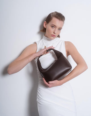 Oval Formlu Zincirli Çanta | Meti - Kahverengi - Jorbinol