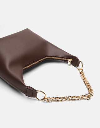 Oval Formlu Zincirli Çanta | Meti - Kahverengi - Jorbinol