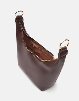 Oval Formlu Zincirli Çanta | Meti - Kahverengi - Jorbinol