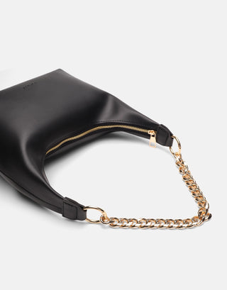 Oval Formlu Zincirli Çanta | Meti - Siyah - Jorbinol