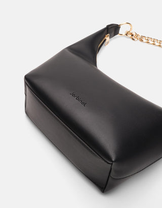 Oval Formlu Zincirli Çanta | Meti - Siyah - Jorbinol