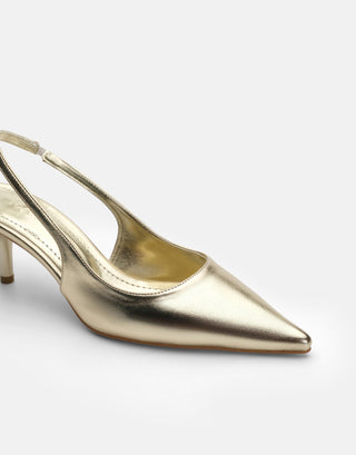 Rugan Klasik  İnce Topuklu Ayakkabı | Agata - Gold - Jorbinol