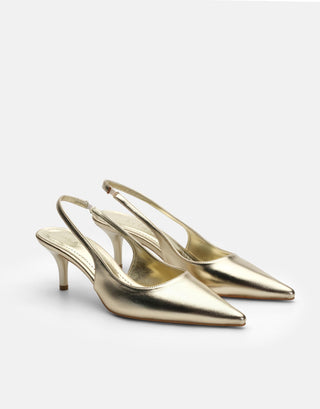 Rugan Klasik  İnce Topuklu Ayakkabı | Agata - Gold - Jorbinol