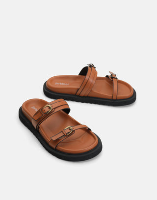 Antik Aksesuarlı Bantlı Terlik | Vanda - Taba - Jorbinol