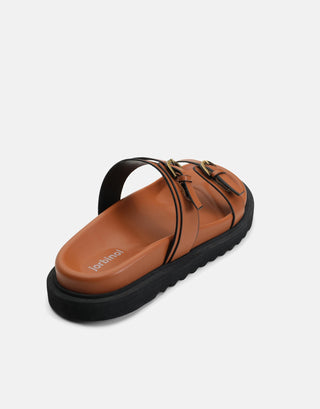 Antik Aksesuarlı Bantlı Terlik | Vanda - Taba - Jorbinol