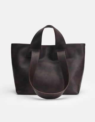 Yumuşak Derili Büyük Tote Çanta | Merila - Kahverengi - Jorbinol