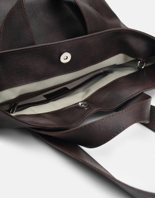 Yumuşak Derili Büyük Tote Çanta | Merila - Kahverengi - Jorbinol