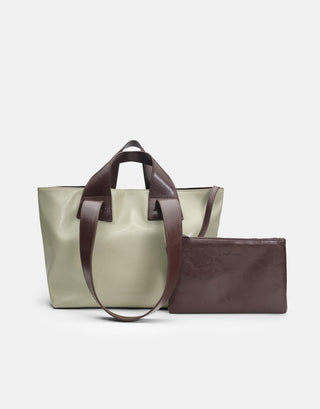 Yumuşak Derili Büyük Tote Çanta | Parila - Yeşil - Jorbinol