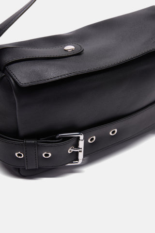 Kemer Detaylı Çapraz Askılı Çanta | Lioara - Siyah