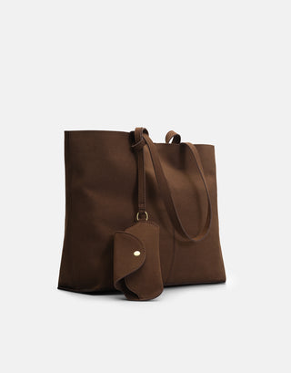 Pratik Büyük Tote Çanta | Kiva – Kahverengi - Jorbinol