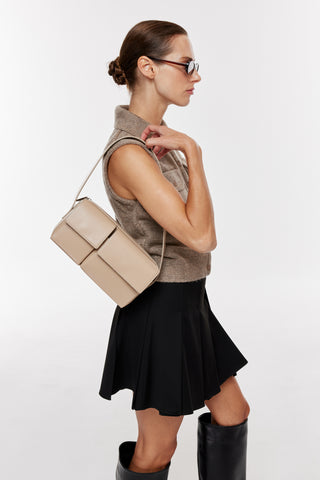 Çift Kapaklı Omuz Çantası | Soren - Vizon