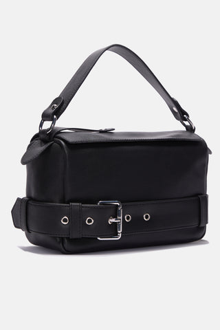 Kemer Detaylı Çapraz Askılı Çanta | Lioara - Siyah