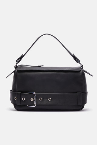Kemer Detaylı Çapraz Askılı Çanta | Lioara - Siyah