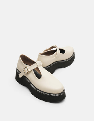 Kalın Taban Oxford Ayakkabı | Lora - Bej - Jorbinol