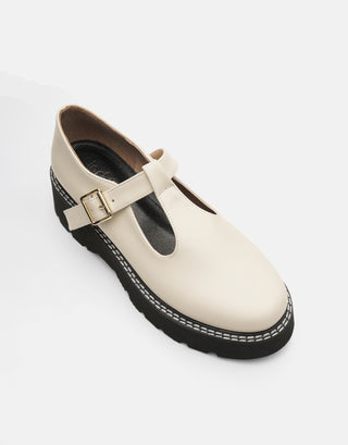 Kalın Taban Oxford Ayakkabı | Lora - Bej - Jorbinol