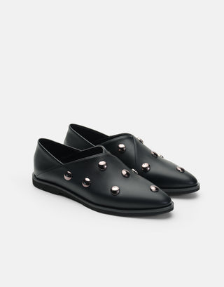 Aksesuarlı Şık Kadın Babet | Meta - Siyah - Jorbinol