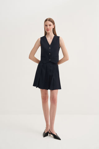 Çizgili Yelek ve Etek Takım - Lacivert - Jorbinol