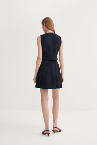 Çizgili Yelek ve Etek Takım - Lacivert - Jorbinol