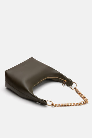 Oval Formlu Zincirli Çanta | Meti - Haki - Jorbinol