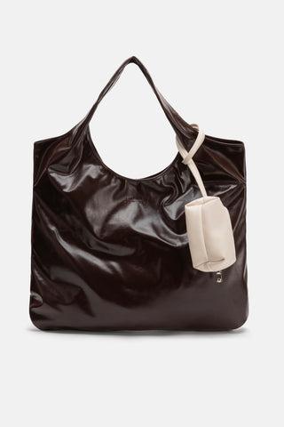 Suni Deri Büyük Çanta | Mini El Çantası ile - Kahverengi - Jorbinol