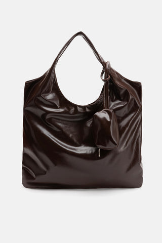 Suni Deri Büyük Çanta | Mini El Çantası ile - Kahverengi - Jorbinol