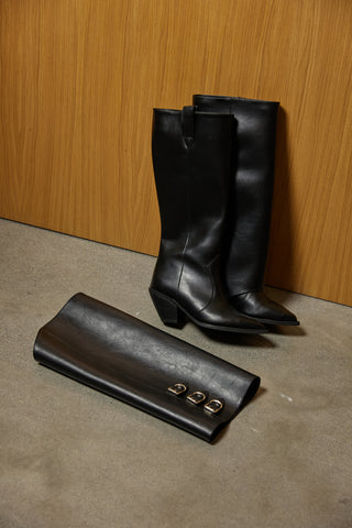 Tokalı Kalın Topuklu Çizme | Aria - Siyah