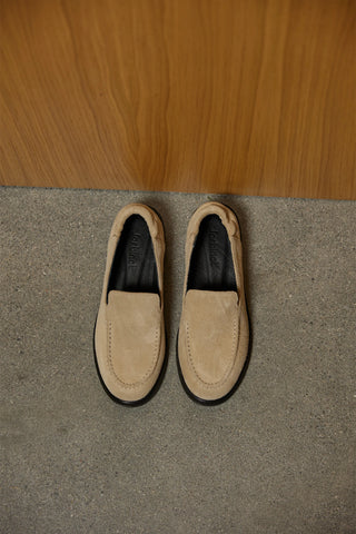 Büzgülü Gerçek Deri Loafer | Como - Bej