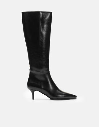 İnce Topuklu Sivri Burun Çizme | Naya - Siyah - Jorbinol